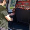 Semiouray Geometric Rear Bench Car Seat Cover Red Ethnic Tribe Geometric Waterproof Automotive Backseat Protector in Cloth Retro Aztec Navajo Non Slip Back Seat Protector Fit Trucks view 3