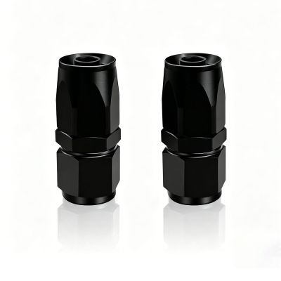 8AN Hose End Fitting Straight Swivel for CPE Braided Hose Black, Pack of 2