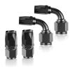 6AN Straight + 6AN 90 Degree Swivel Hose End Fitting for CPE Braided Hose Black, Pack of 4 view 1