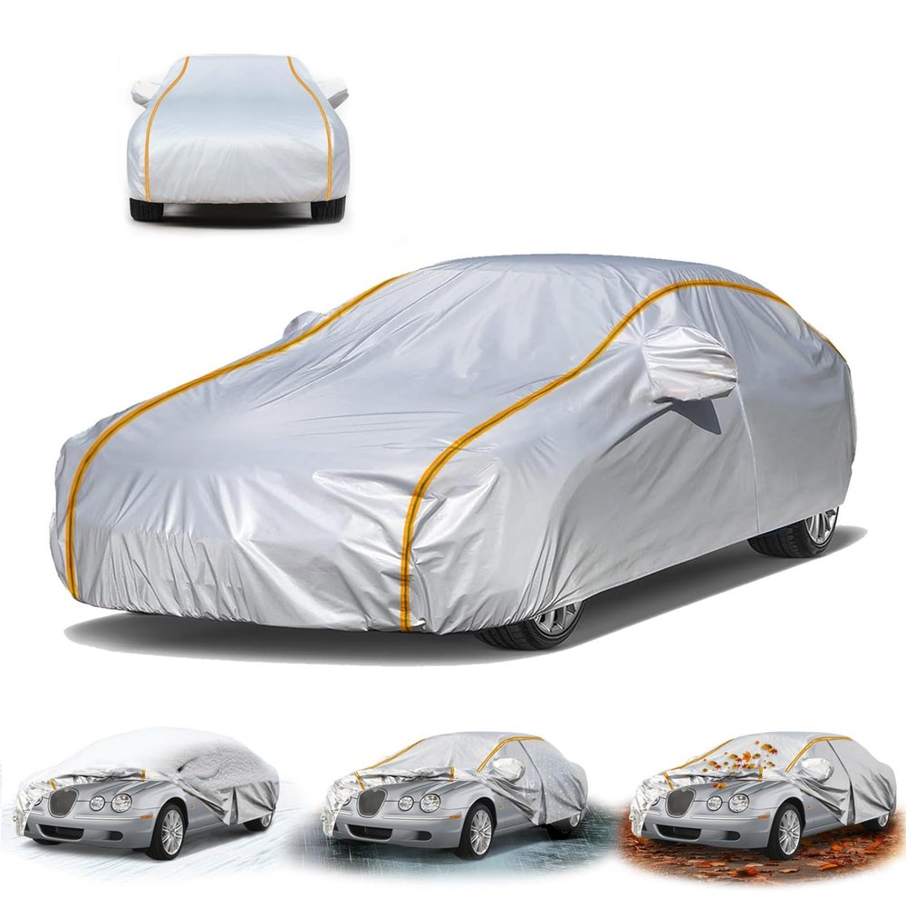 Car Cover All-Weather Waterproof for Rolls-Royce Park Ward 2000-2002,Car Covers Winter,Outdoor Full Cover Sun Rain UV Dust Snow Protection with Door Zipper,(Silver-for Rolls-Royce Park Ward 2000-02)