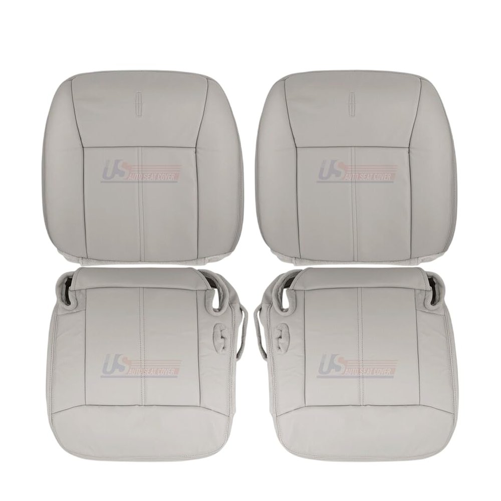 US Auto Seat Cover 2003-2011 fits Lincoln Town Car Driver Passenger Tops Bottoms Leather Cover Gray