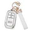 TECARATE for Toyota Key Fob Cover - 3 Buttons Soft TPU Key Shells for 2022 2023 2024 2025 4runner Prius Corolla Cross Hatchback Tundra Sequoia LE XLE with Nice Keychain(White) view 1