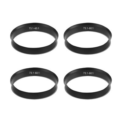 Zpana 4PCS Car Wheel Hub Center Ring, 73.1mm OD to 60.1mm ID Plastic Hub Reducer Shaft Shock Absorbing Collar Adapter Ring, Vehicle Wheel Fill Gap Modification Accessories, Universal Fit