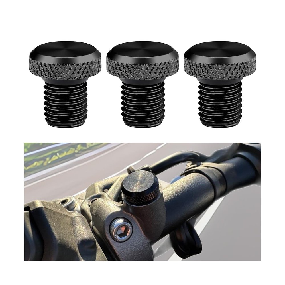 Norkmdi M10 x 1.25 Motorcycle Mirror Hole Plugs, 3PCS Aluminum Alloy Anti-Rust Motorbike Rear View Mirror Hole Plug Screws, Motorcycle Replacement Accessories, Compatible with FZ07 FZ09 FZ1