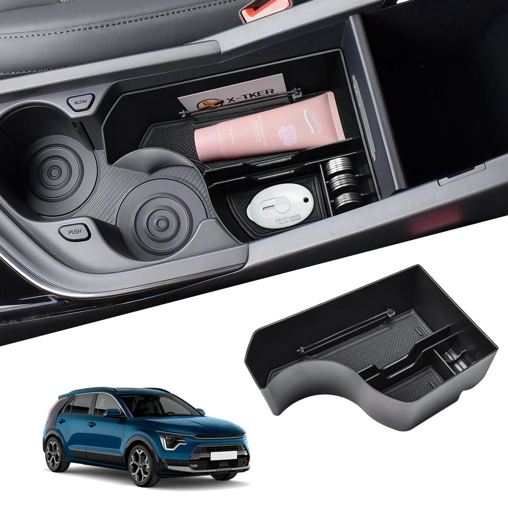 X-TKER Center Console Organizer Compatible with 2023 2024 2025 2026 Kia NIRO Accessories, Armrest Storage Box for 2023-2025 2026 NIRO, Custom-Fit ABS Middle Console Divider Tray Compartments