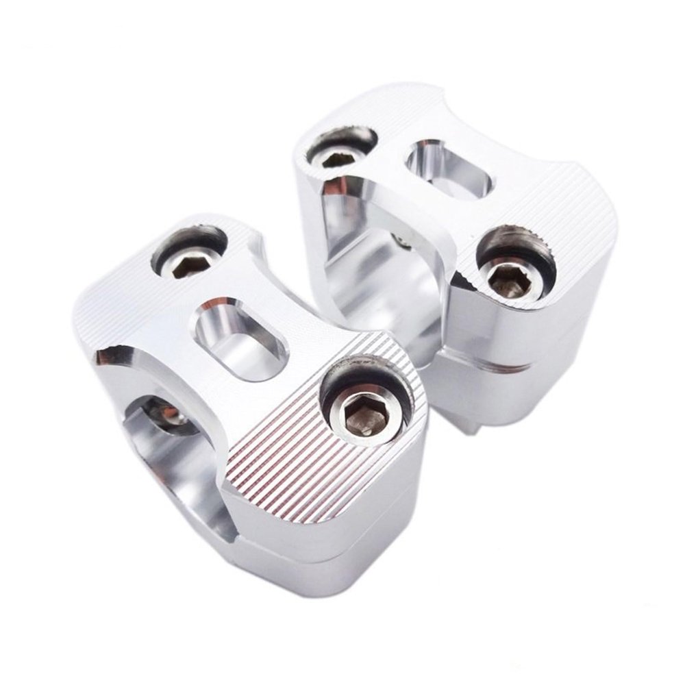 for Universal Motorcycle CNC Fat 1 1/8'' 28mm Handlebar Handle Bar Clamp Adapter Risers Taper Pit Pro Dirt Motor Bike ATV Quad Motocross(Silver)