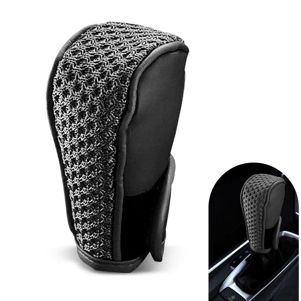 Zosgrew Car Gear Shift Knob Covers, Leather Non-slip Shift Knob Protector, Scratch-resistant Shifter Knob Cover, Universal Automotive Interior Accessories, for Most Cars SUVs (Black)