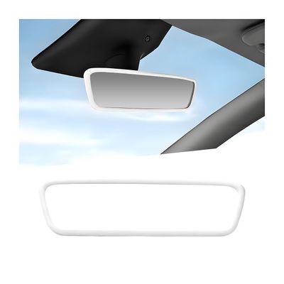Ywdiml Car Rear View Mirror Protector Frame, Silicone Vehicle Rearview Mirror Edge Protective Cover, Automotive Interior Decoration Accessories for Women Men, Compatible with Model 3/Y (White)