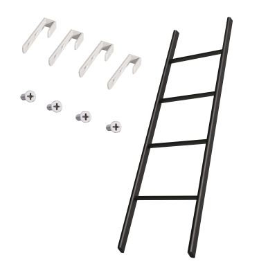 Metal Bunk Bed Ladder for Rv Bed,130cm Tall Step Ladder,Kids Bedroom/Library/Loft Climb Ladders,Replacement Bunk Ladders with Fitting (Color:Black)