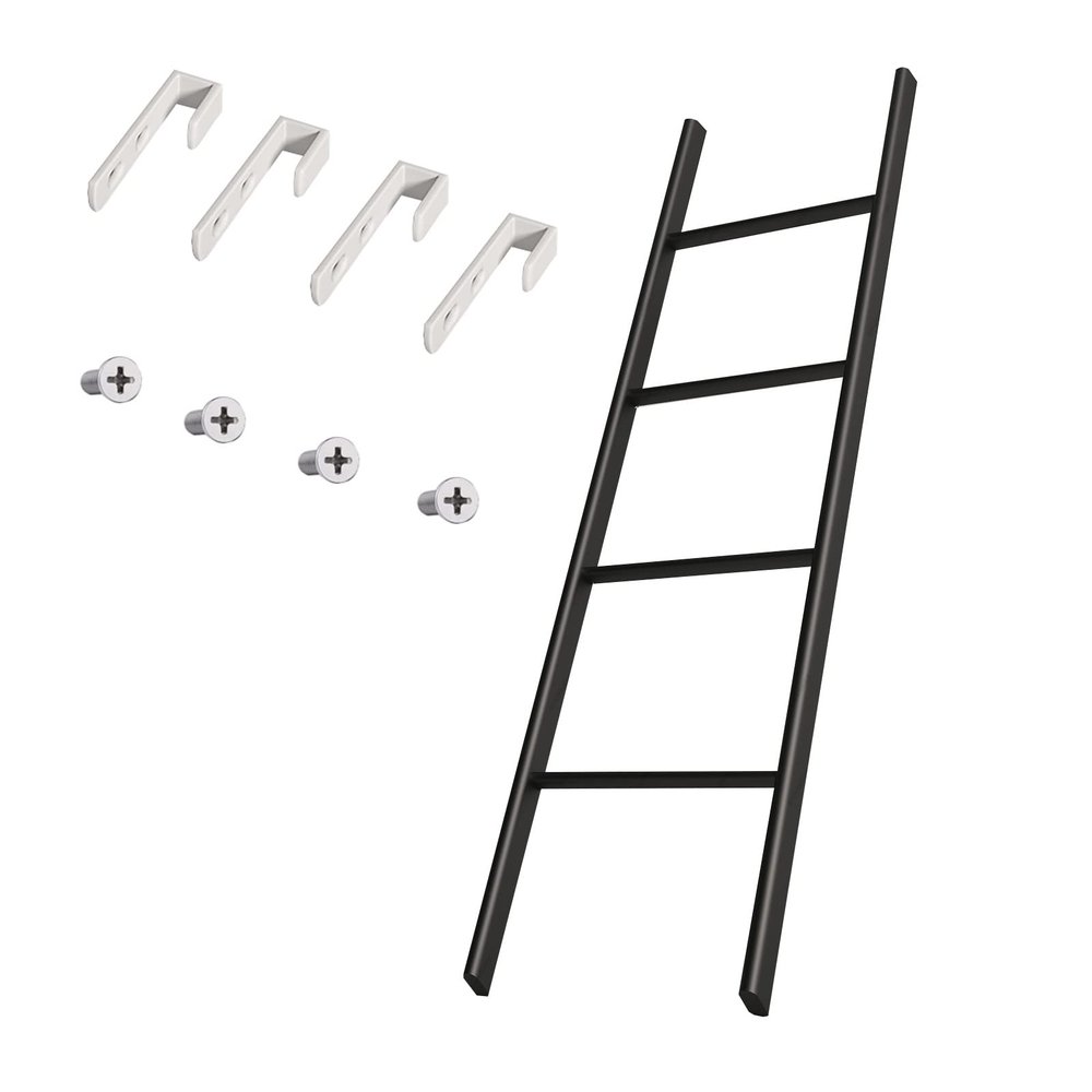 Metal Bunk Bed Ladder for Rv Bed,130cm Tall Step Ladder,Kids Bedroom/Library/Loft Climb Ladders,Replacement Bunk Ladders with Fitting (Color:Black)
