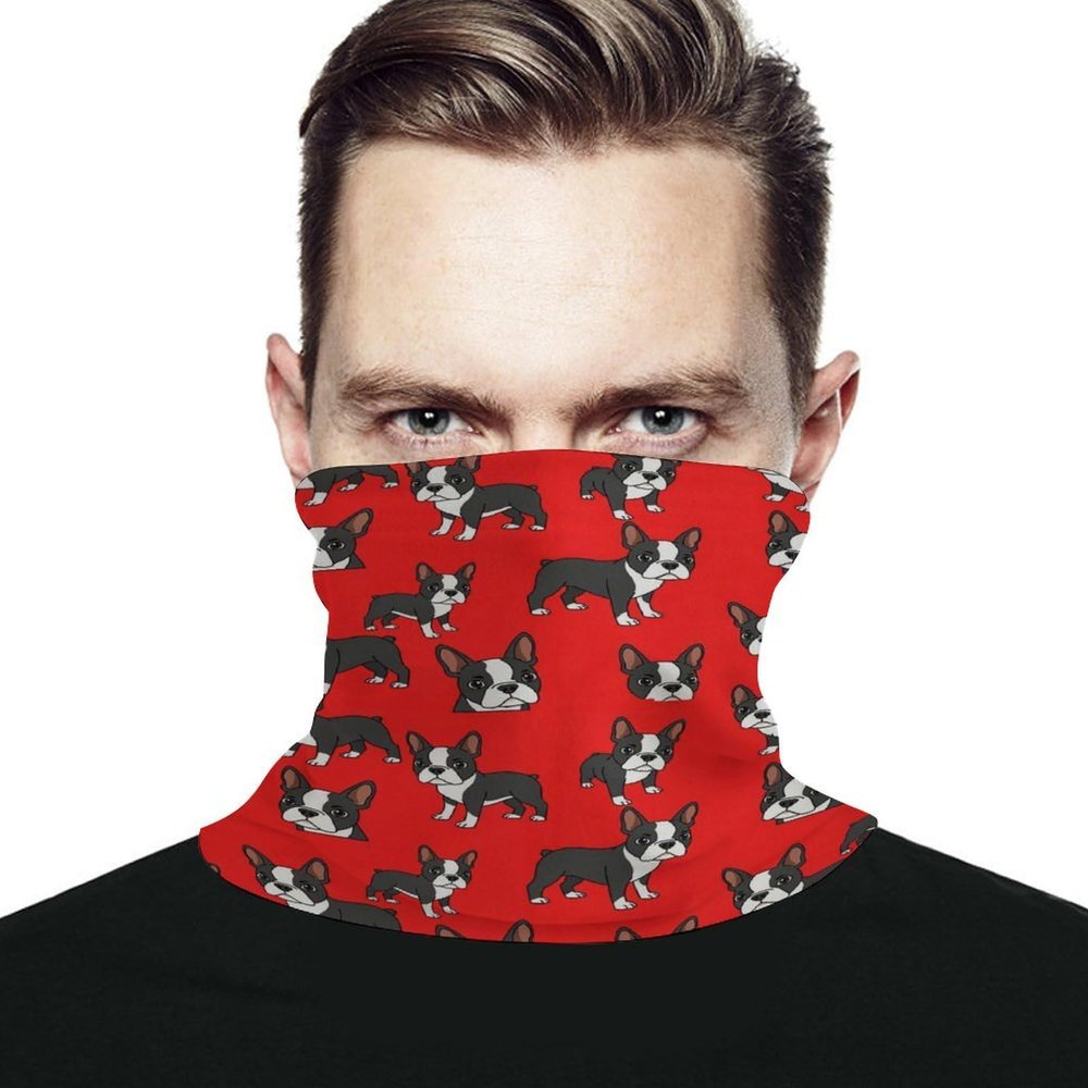 Fashion Quick Dry Boston Terrier Dog Face Cover Scarf, Balaclava Ski Mask, Neck Gaiter Mask for Riding Motorcycle Cycling
