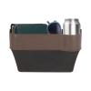HARFINGTON Car Seat Gap Filler Organizer 10.2 x 6.5 x 2.4 Inch ABS Universal Car Organizer Storage Box Between Seat and Console (Right) with Cup Holders for Phone Sunglasses Keys, Brown view 1
