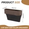 HARFINGTON Car Seat Gap Filler Organizer 10.2 x 6.5 x 2.4 Inch ABS Universal Car Organizer Storage Box Between Seat and Console (Right) with Cup Holders for Phone Sunglasses Keys, Brown view 2
