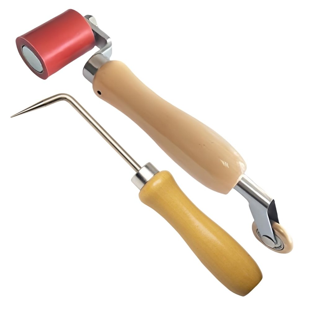 Double-End Silicone Seam Roller and Brass Detail Roller Set, Roofing Tool with Seam Tester