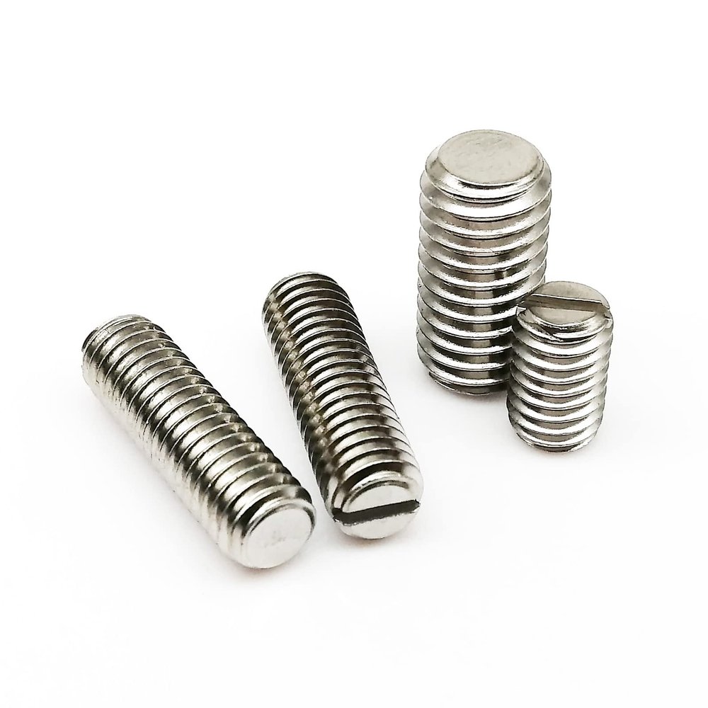 Zkensh-Bolts 304 Stainless Steel Slotted Head Slot Flat End Point Set Screw Headless Grub Bolt M1.2-M8, 5/10pcs, Widely Used(3mm,10pcs M3)