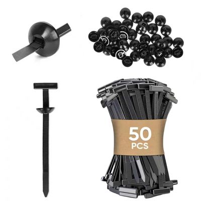 50 Pack Nylon Universal Cable Tie Buckle T Style Clip, Automotive Plastic Rivet Push Pin, Auto Body Fastener for Bumper Retainer, Fender Liner, Door Panel & Wiring Harness
