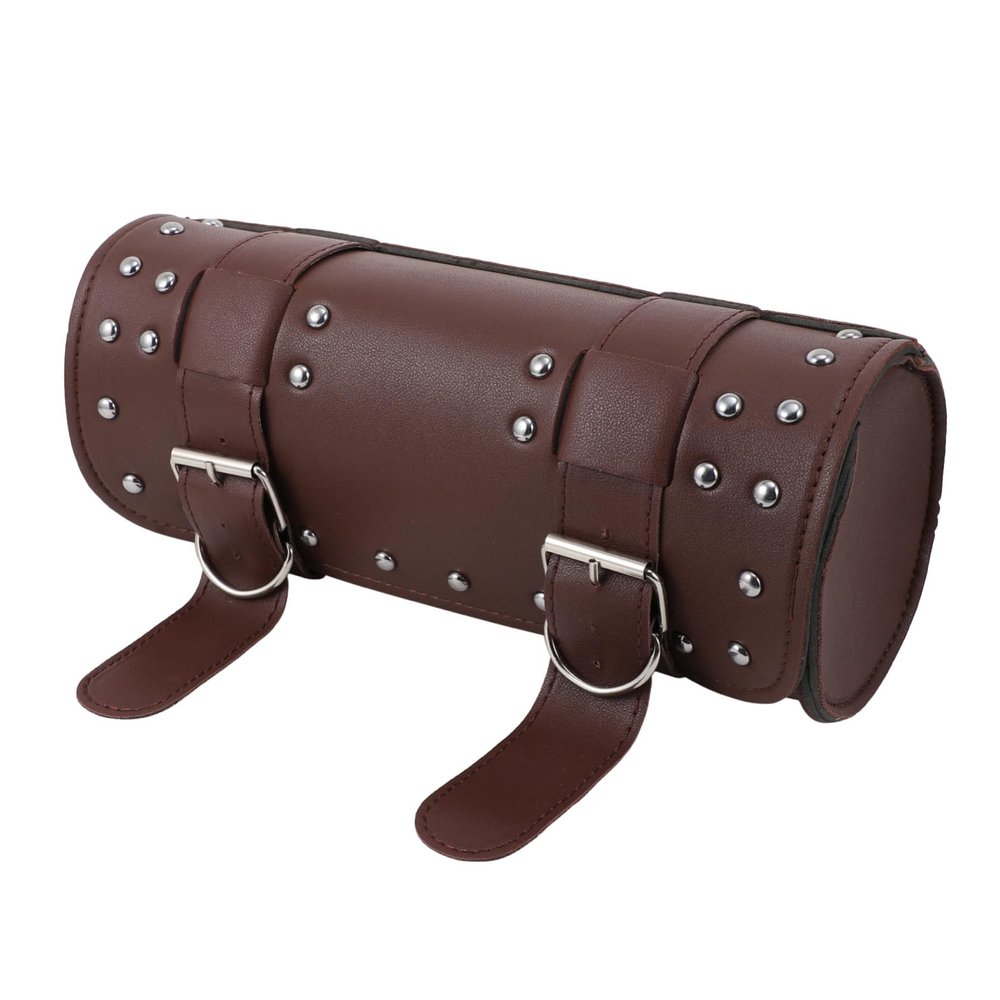 Happyyami Motorcycle Tail Bag with Metal Buckle Motorbike Tool Bag Accessory Handlebar Hanging Storage for Riders Brown
