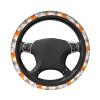 Gorgeous Flowers Car Universal Steering Wheel Cover - 15 Inch Anti-Slip Breathable Embossed Hand-Painted Leather Accessory for Women & Men, Easy to Install view 3