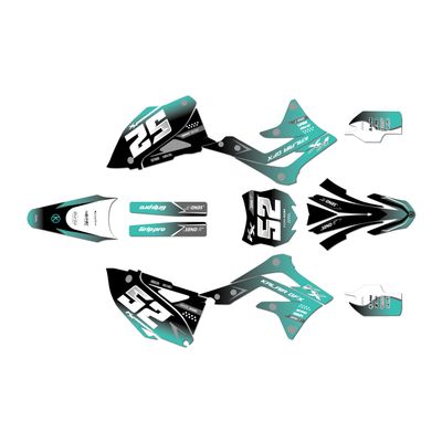 Kalair GFX Graphics Kit for Kawasaki KX450F 2012, and 2013-2015 OMINOUS Series Teal 09 Mil - Dirt pit bike motorcycle stickers, dirtbike racing automotive decal motocross accessories no-plastics