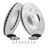 MOTOREVO Front Geomet Coated Brake Rotors Kit Civic [ 1990-2000 ] [ONLY for 239.8mm 9.4in, NOT 10.3in] [1990-2000 LX/DX, 1990-1995 Si] High-Carbon Alloy Drilled & Slotted Vented Discs & Ceramic Pads view 1