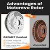 MOTOREVO Front Geomet Coated Brake Rotors Kit Civic [ 1990-2000 ] [ONLY for 239.8mm 9.4in, NOT 10.3in] [1990-2000 LX/DX, 1990-1995 Si] High-Carbon Alloy Drilled & Slotted Vented Discs & Ceramic Pads view 3