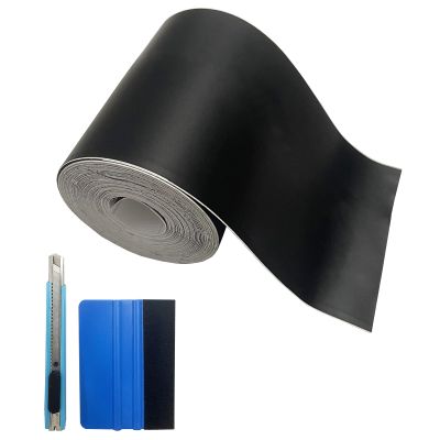 MFQNENLK Matte Black Vinyl Tape for Black Out Chrome Delete Window Trim, Matte Black Vinyl Wrap Roll, Self-Adhesive Car Chrome Door Trim Delete Tape DIY Film with Tool Kit (3 inches x 30 feet)