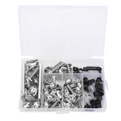 Universal Fairing Bolts Kit 158 Pcs | High Strength Aluminum Motorcycle Bolts & Wrench Set | Replacement Fasteners for Front/Rear/Windscreen Fairings | Robust ABS Gaskets (Silver)