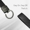 hejojoyzao Carbon Fiber Leather Car Key Chain with Carabiner Clip, 6 Key Rings D Ring, Unisex Key Fob Strap for Key Holder (Black) view 2