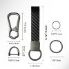 hejojoyzao Carbon Fiber Leather Car Key Chain with Carabiner Clip, 6 Key Rings D Ring, Unisex Key Fob Strap for Key Holder (Black) view 3