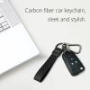 hejojoyzao Carbon Fiber Leather Car Key Chain with Carabiner Clip, 6 Key Rings D Ring, Unisex Key Fob Strap for Key Holder (Black) view 4