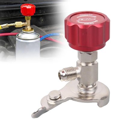 Universal Refrigerant Can Tap Valve, 1/4 SAE Dispenser Tool for R12/R134a/R22/R410 AC(Red)