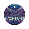 Radiant Sticker Kaohsiung Taiwan Night Skyline Sticker - Round Waterproof Vinyl Decal - Car, Tablet, Water Bottle, Suitcase view 1