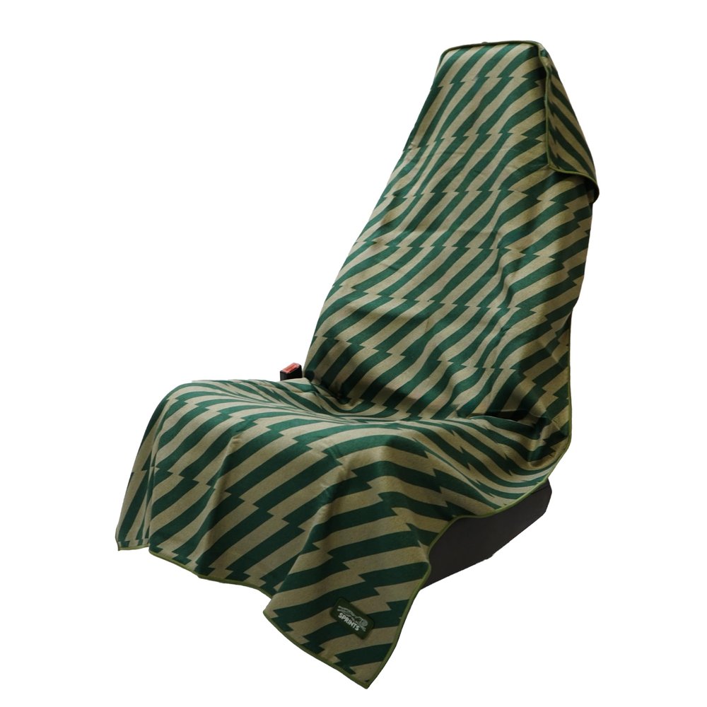 Sprints Athletic Running Towel, Full-Sized, Car Seat Cover - Performance Microfiber (Velocity Blitz Green)
