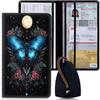 PU Leather Car Registration and Insurance Holder, Vehicle License Document Glove Box Compartment Organizer with Magnetic Shut, Auto Truck Document Holder, Driver License, Butterfly Moon Pattern view 1