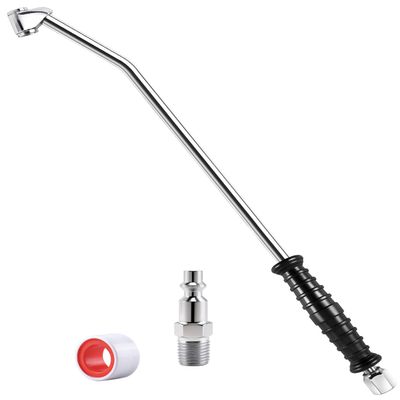 GODESON 13.5-Inch Dual Head Air Chuck with 15 Angle, 1/4" NPT Air Chucks for Tires with Quick Plug,air Compressor attachments for Truck RV Semi Dually Tires, Anti-Slip Grip, All Metal, Open Flow