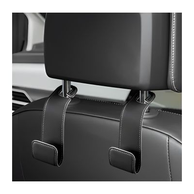 Sbulhia 2 PCS Car Seat Headrest Hooks, Microfiber Leather Auto Back Seat Organizer Hanging Hook, Universal Car Storage Hanger Interior Accessories for Purse Handbag Grocery (Black)