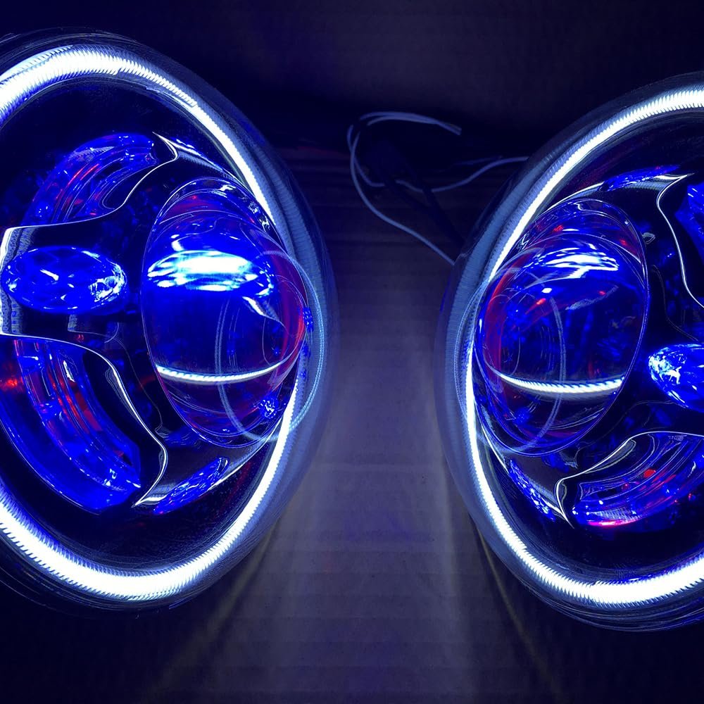 LED Headlights 7" Head Lamp, Turn Signal Headlamps Assembly 1pair for J eE-P JK Wrangler 2007-2017, Round Bright Plug and Play Front Head Light Lamp Bulb, J239 (A-blue)