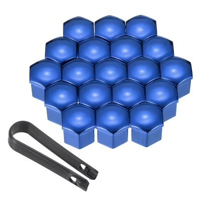 PATIKIL 19mm Wheel Lug Nut Cover Bolt Caps, 20 Pack Universal Car Tire Nut Cover with Tongs for Various Cars Trucks SUV ATV RVs, Blue