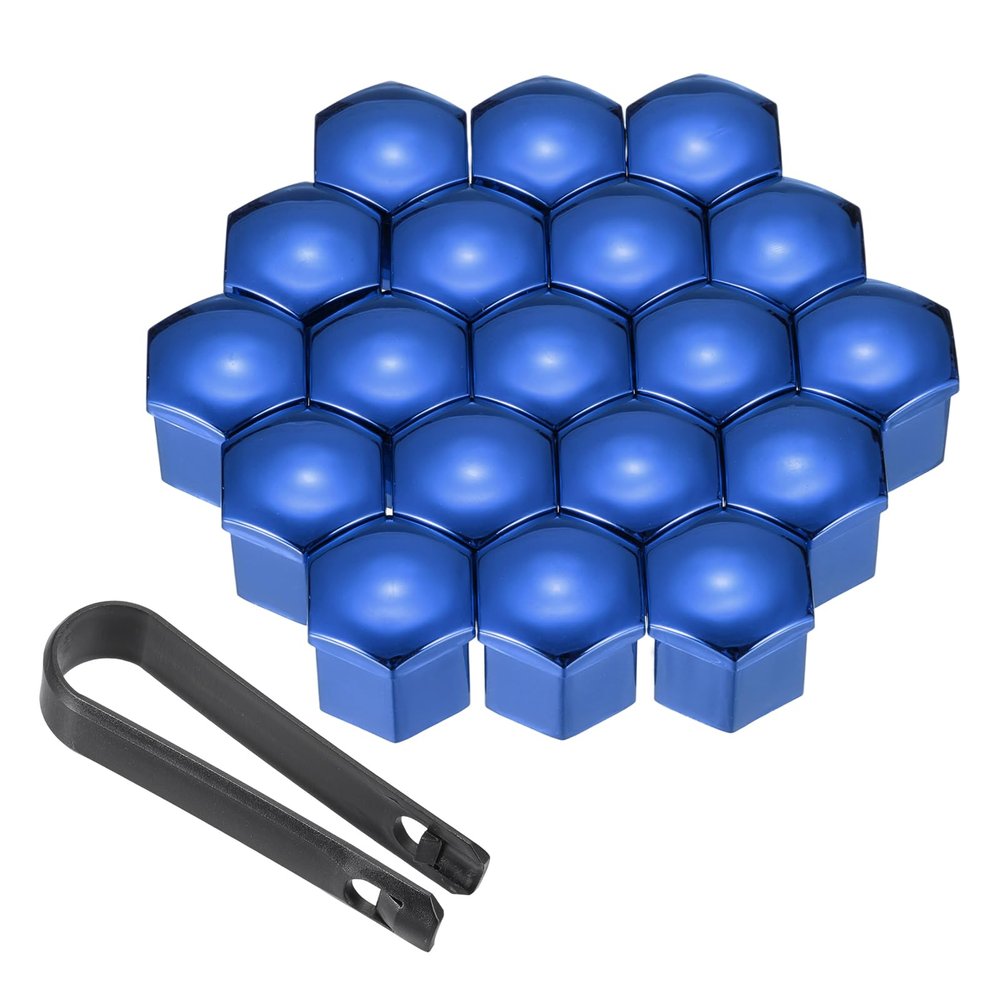 PATIKIL 19mm Wheel Lug Nut Cover Bolt Caps, 20 Pack Universal Car Tire Nut Cover with Tongs for Various Cars Trucks SUV ATV RVs, Blue
