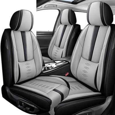 VIUDMEK Front Set Leather Seat Covers for VW Golf SportWagen 2015-2019,Waterproof Full Wrapping Edge Car Seat Covers,Ergonomic Lumbar Support Car Seat Cover,Auto Interior(Black Gray,2PCS)