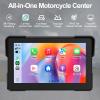 Artman Motorcycle Dash cam Front and Rear, 7'' IPS Touch Screen, Portable Motorcycle Carplay for Apple Carplay and Android Auto GPS Navigation System, TPMS Compatible, IP67 Waterproof & 64G SD Card view 2
