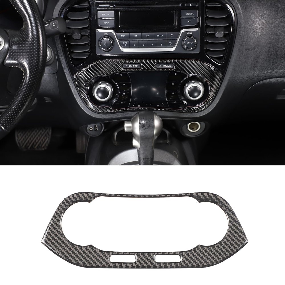 Aotumcer Soft Carbon Fiber Center Console Dash Cover Air Conditioning Button Climate Control Switch Panel Trim Frame Sticker Compatible with Nissan Juke 2011-2019 Accessories