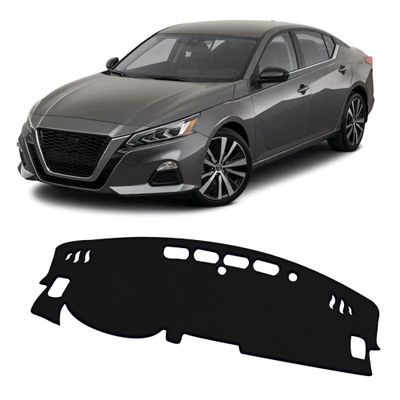 FFIHTY Upgraded Dash Mat for 2019-2022 Nissan Altima Polyester Dash Mat Non-Slip Windshield Reflective Gauge Cover Interior Accessory Black (Without Navigation)