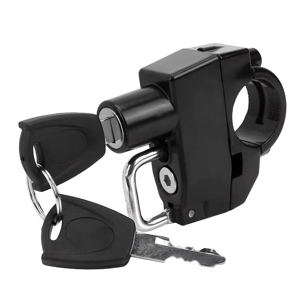 Sbulhia Motorcycle Helmet Lock, Anti-Theft Handlebar Mount Helmet Security Holder Hook with 2 Keys, Aluminum Alloy Helmet Safety Lock for Motorbike Scooter Street Bike Dirt Bike