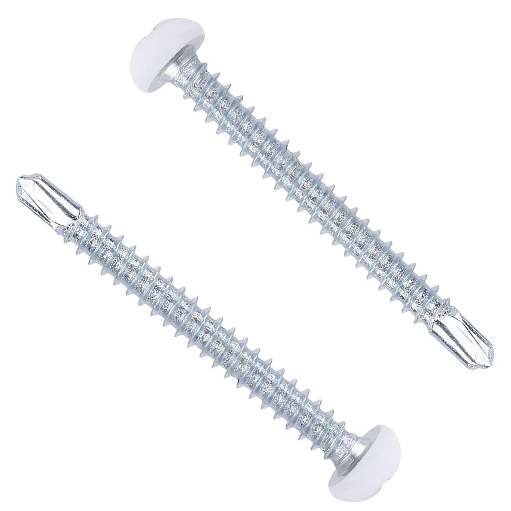 RV Screws White Pan Head Screw 8 x1-1/2 for RV Interior and Exterior, Quad Drive Twin Fast Thread Fasteners, Enclosed Trailer Self-Tapping Sheet Metal Screws - 100 Pcs