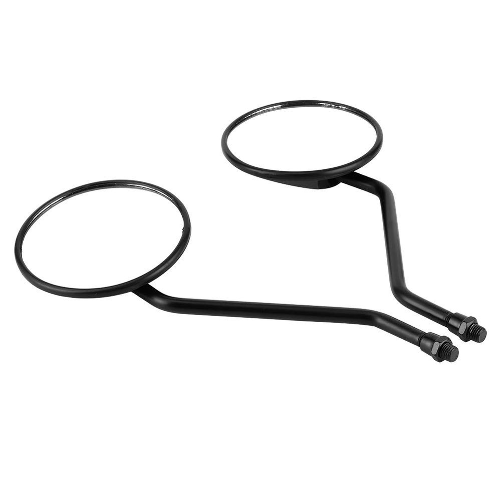 Horett 1 Pair 10MM Thread Universal Motorcycle Black Rounded Side Back Rear View Mirror