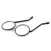 Horett 1 Pair 10MM Thread Universal Motorcycle Black Rounded Side Back Rear View Mirror view 2