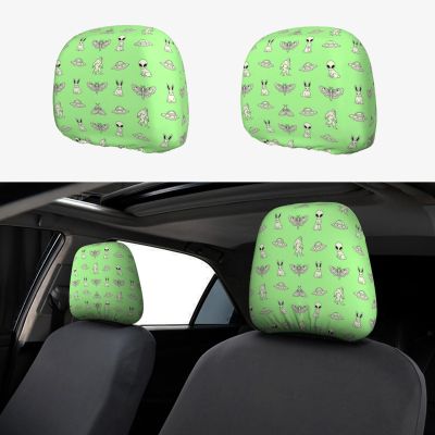 JZDACH Fun and Stylish Car Headrest Covers, Set of 2 Personalized Auto Accessories Aliens Sasquatch Savage Dinosaurs Green