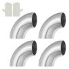 MECCANIXITY 4 Pack 90 Degree Mandrel Bend Elbow with Welding Gloves, 32mm(1-1/4") OD 16 GA/0.06 inch Thickness 304 Stainless Steel 90Exhaust Elbow for Exhaust System, Stair Handrail HVAC view 1