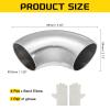 MECCANIXITY 4 Pack 90 Degree Mandrel Bend Elbow with Welding Gloves, 32mm(1-1/4") OD 16 GA/0.06 inch Thickness 304 Stainless Steel 90Exhaust Elbow for Exhaust System, Stair Handrail HVAC view 2